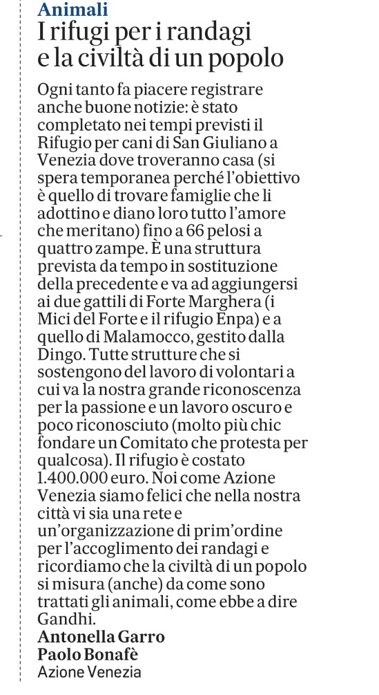 Rifugi per randagi e civiltà di un popolo