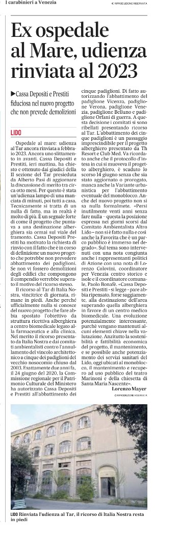 2022-06-24 Gazzettino Ex Ospedale al mare quale futuro