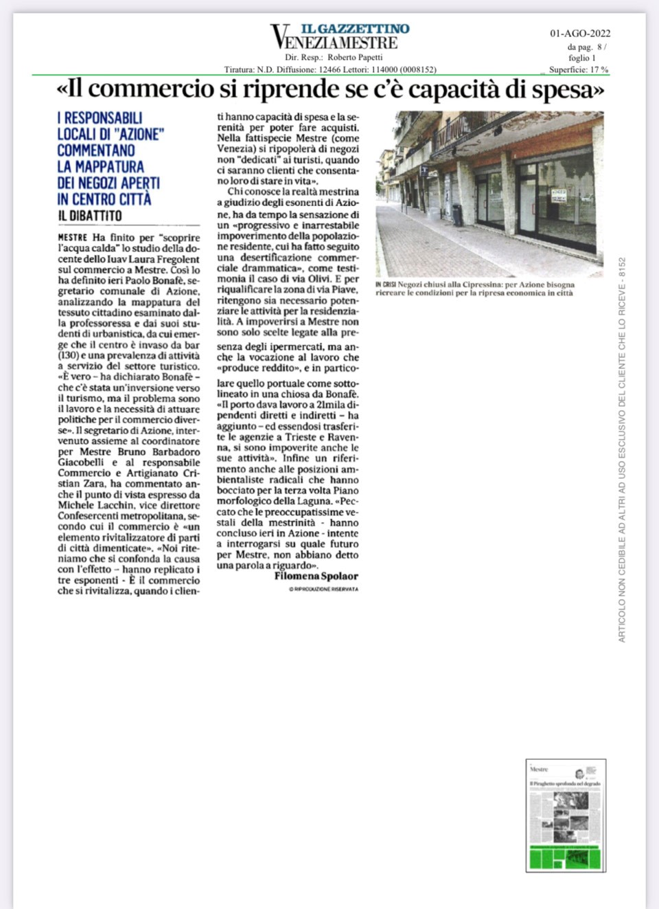 Gazzettino - il commercio si sviluppa se hai capacità di spesa