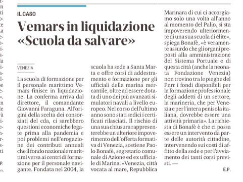 2022-08-07 Nuova Venezia - Vemars una scuola da salvare