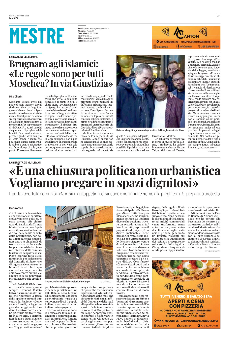 Proposta di Azione di aprire la moschea in Via Giustizia a Mestre nelle Ex segheria