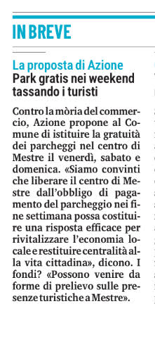 2025-04-02 Nuova Venezia Proposta di pack gratis nei fine settimana per incentivare il commercio