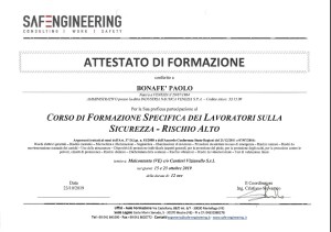 Bonafe paolo Corso Formazione Sicurezza Rischio Alto