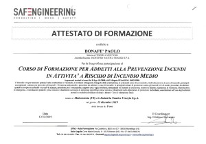 Bonafe paolo Corso squadra prev incendi Rischio Medio