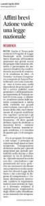 2023-04-03 Gazzettino Affitti brevi Azione vuole una legge nazionale