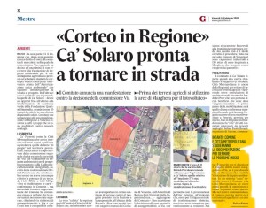 2025-02-14 Gazzettino Azione al fianco del comitato di Cà Solaro