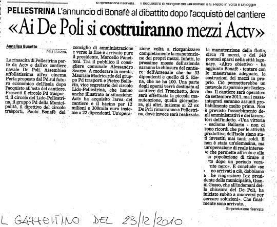 actv acquista cantieri de poli